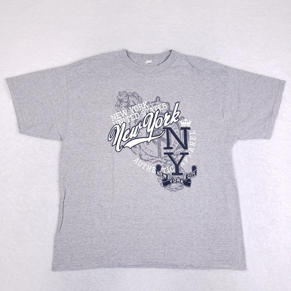 Alstyle New York United‎ States T Shirt Mens 2XL Gray Graphic Tee Y2K